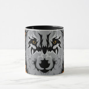 Mug Tête de loup tribal gris