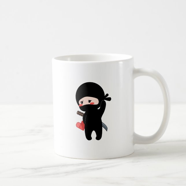 Mug Tête de papier à base d'origami noir Shy Blushing  (Droite)