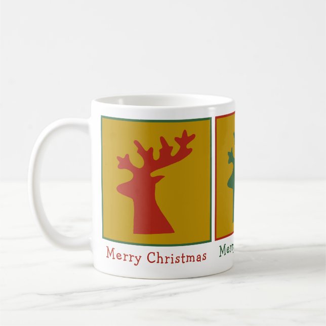Mug Tête de rennes de Noël Rouge Vert & Or Personnalis (Gauche)