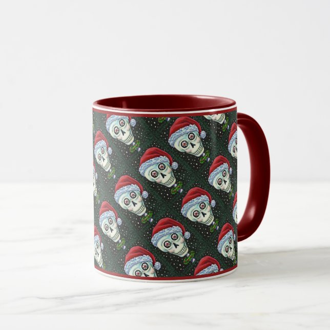 MUG TÊTE MORTE PÈRE NOËL SKULL, HUMOUR SKELETON DE NOË (Devant droit)