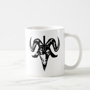 Mug Tête satanique de chèvre avec la croix (noir)