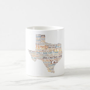 Mug Texas USA Slang Word Art Map