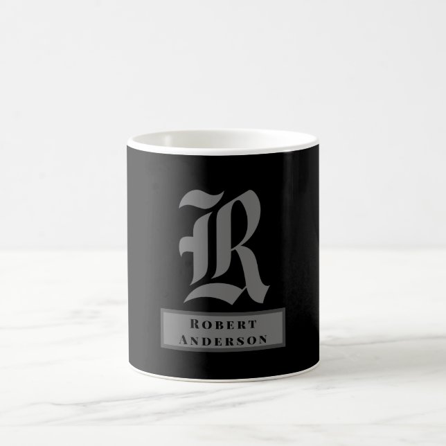 Mug Texte américain classique noir et gris chic (Centre)