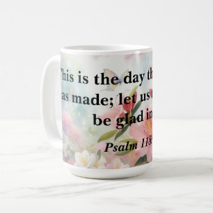 Mug Texte biblique de motivation sur aquarelle florale