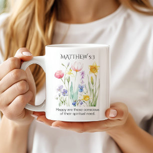 Mug Texte de l'année JW 2026 avec fleurs à l'aquarelle