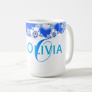 Mug Texte de nom d'abrégé sur fractale de Flora