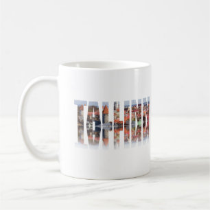 Mug Texte de Tallinn composé de vue sur la vieille vil