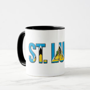 Mug Texte du drapeau de Sainte-Lucie Conception de f