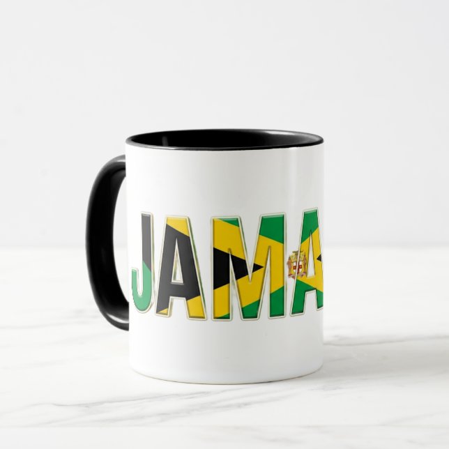 Mug Texte du drapeau jamaïcain | Conception de fierté  (Devant gauche)