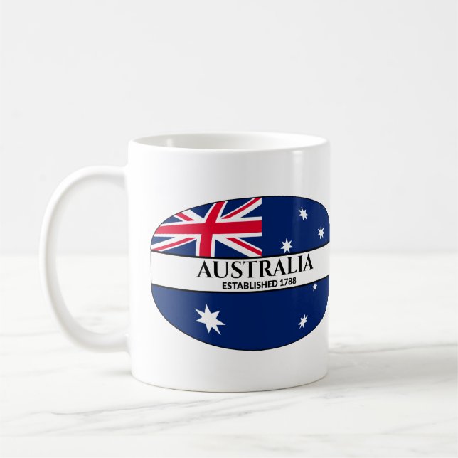 Mug Texte noir Australie établi drapeau 1788 (Gauche)