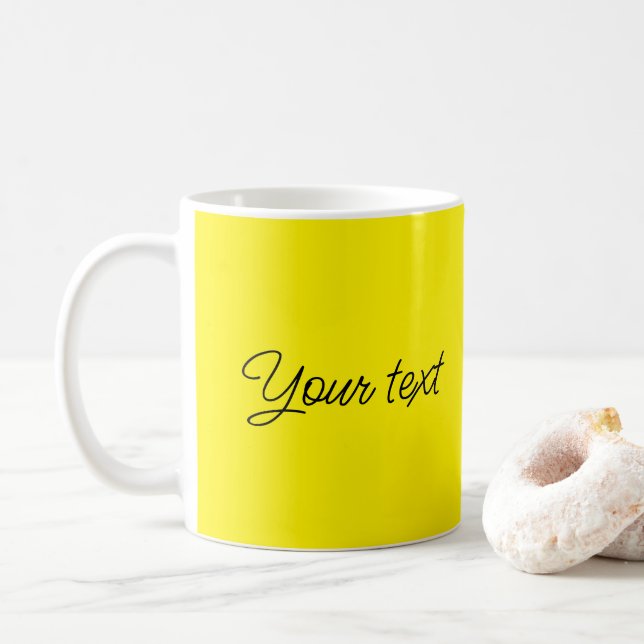 Mug Texte ou nom Modèle personnalisé manuscrit jaune (Avec donut)
