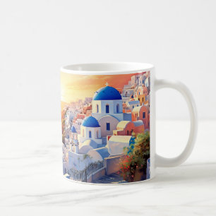 Mug Texte personnalisé Coucher de soleil Santorin Grèc