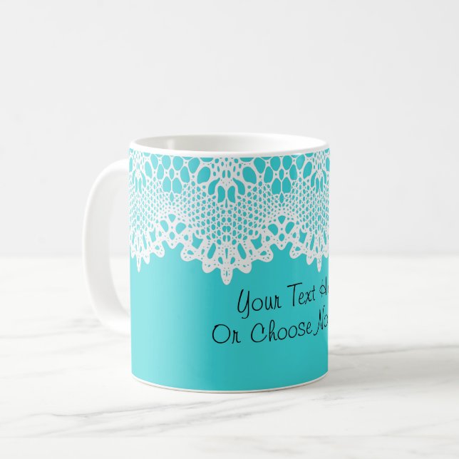 Mug Texte Personnalisé / Dentelle blanche Victorien Vi (Devant gauche)