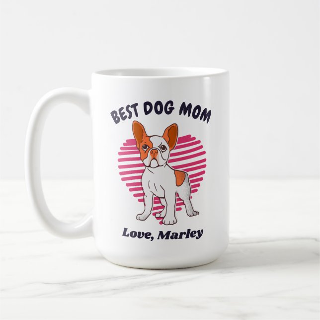 Mug Texte personnalisé Français Bulldog Chien Maman (Gauche)