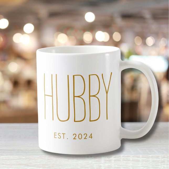 Mug Texte personnalisé Hubby Gold pour anniversaire de (Créateur téléchargé)