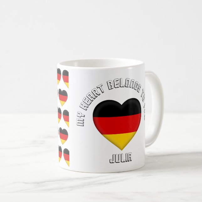 Mug Texte personnalisé Le Motif allemand des coeurs de (Devant droit)