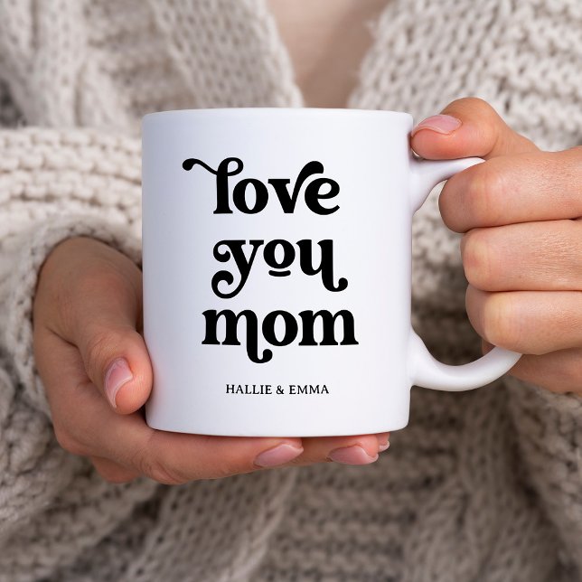 Mug Texte rétro Boho | Aimez maman Noir et Blanc (Créateur téléchargé)
