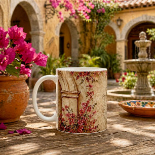 Mug Texture botanique beige d'arche florale vintage