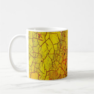 Mug Texture de la vieille peinture jaune craquelé abst