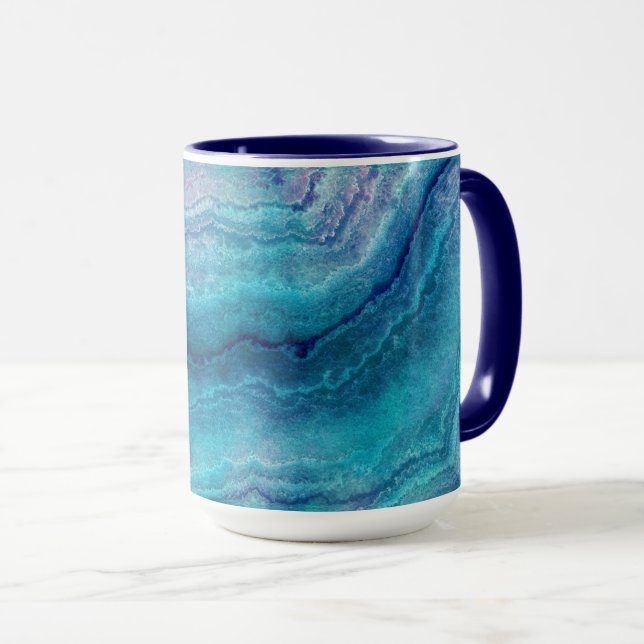 Mug Texture de l'Agate Vert de la Mer Bleue (Devant droit)