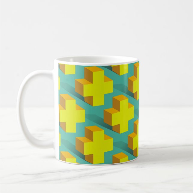 Mug texture géométrique Abstraite des croix jaunes sur (Gauche)