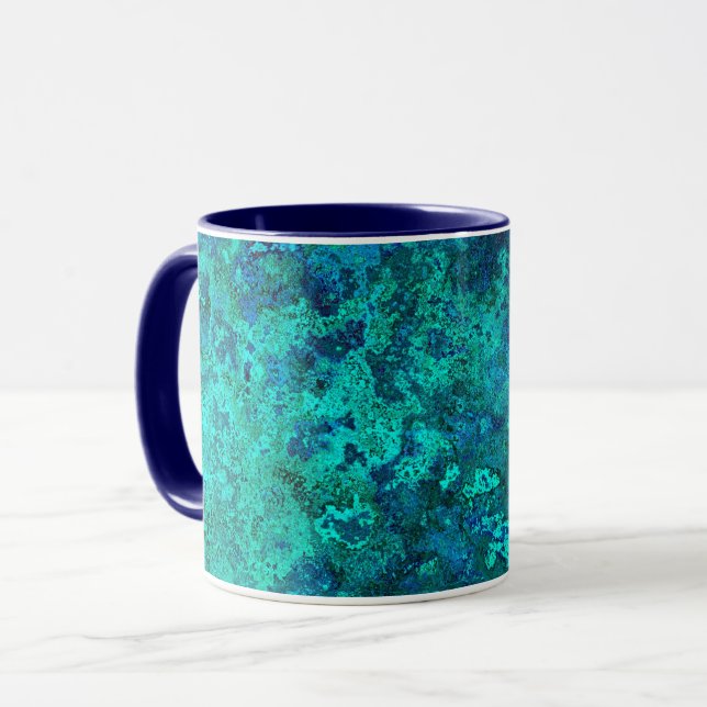 Mug Texture look marbre pierre bleu turquoise naturel (Devant gauche)