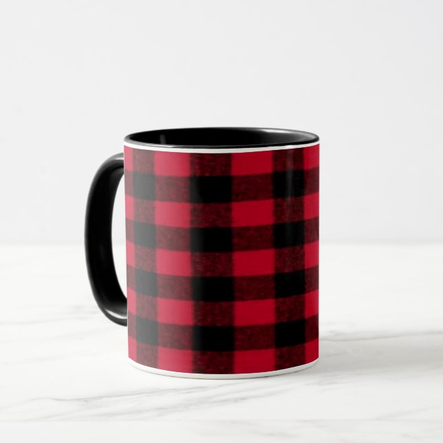 Mug Texture rouge de bûcheron de plaid de Buffalo de (Devant gauche)