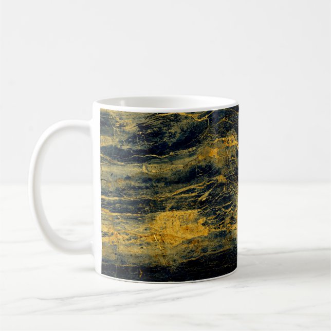 Mug Texture unique en marbre noir avec effectable doré (Gauche)