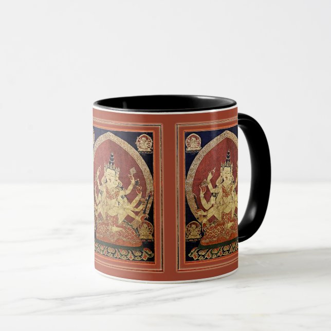 Mug Thangka tibétain de Guhyasamaja Akshobhyavajra (Devant droit)
