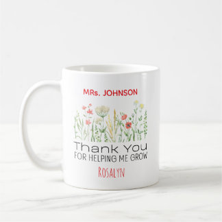 Mug Thank You For Helping Me Grow Personalized Teacher