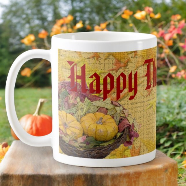 Mug Thanksgiving Autumn Leaves Gourds Art Custom (Créateur téléchargé)