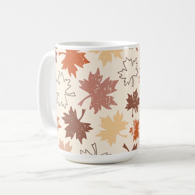 Mug Thanksgiving jour design, automne feuilles naturel (Devant gauche)