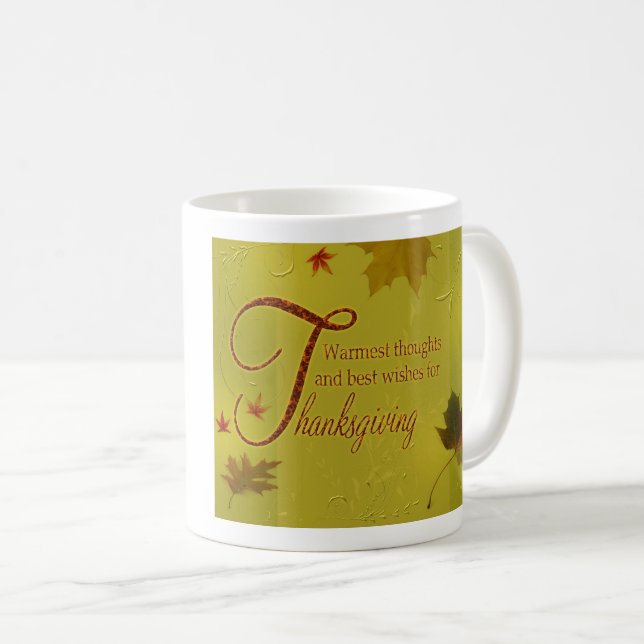 Mug Thanksgiving veut typographie Feuilles (Devant droit)