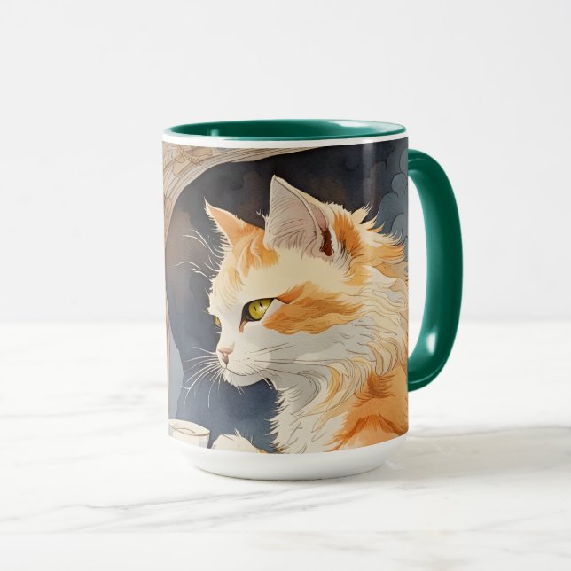Mug Thé à boire à la chatte orange (Devant droit)