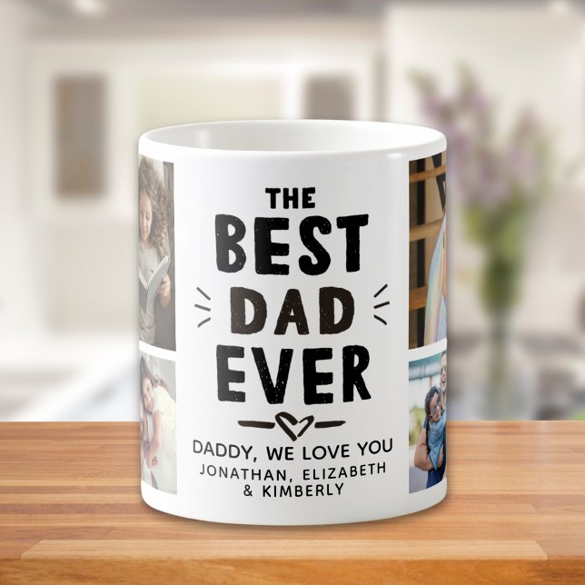 Mug The Best Dad Ever Cute Photo Collage for Dad (Créateur téléchargé)
