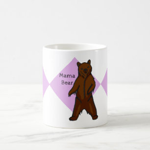 Mug Thé d'ours gris de maman Bear Hand-drawn ou
