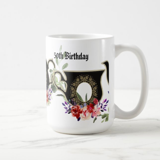 Mug Thé Floral Noir Afternoon Tea 50th Birthday Co (Droite)