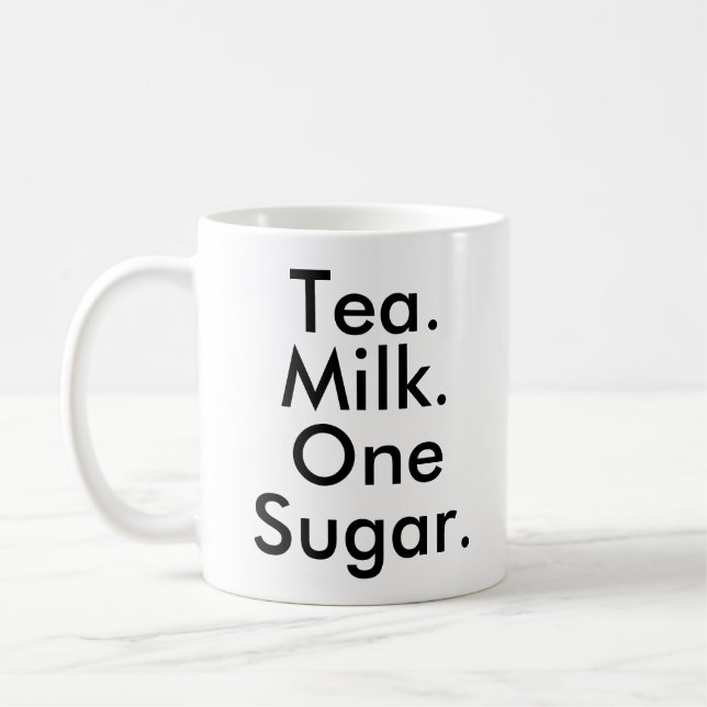 Mug Thé Lait Un Sucre | Bouteille amateur de thé de bu (Gauche)