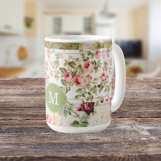 Mug Thé Monogramme personnalisé Rose Patchwork