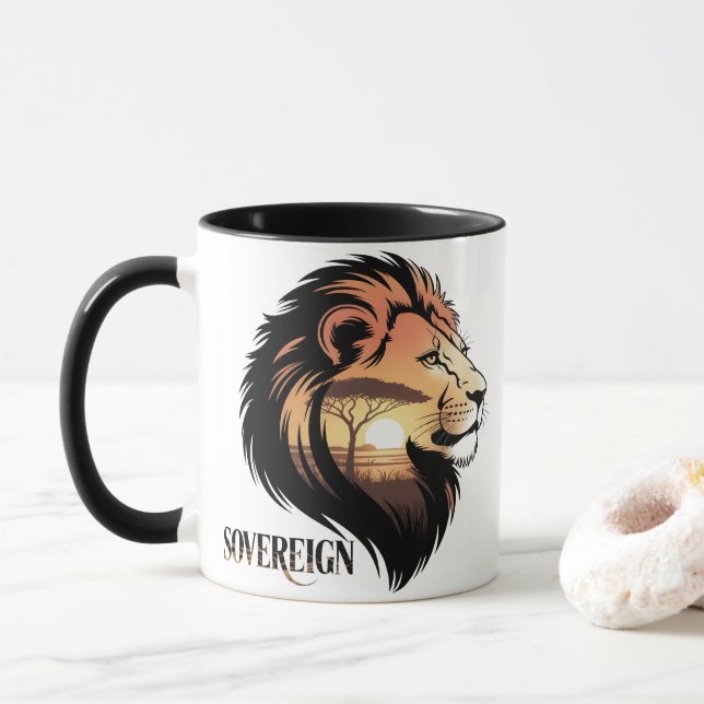 Mug The Sovereign Lion Savannah Sunset (Avec donut)