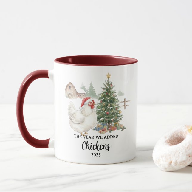Mug The Year We Added Chickens Custom Raising Chickens (Avec donut)