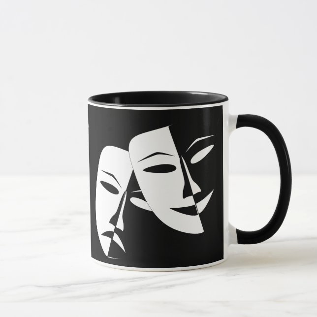 Mug Théâtre Masque Comédie Tragédie Noir Blanc Personn (Droite)