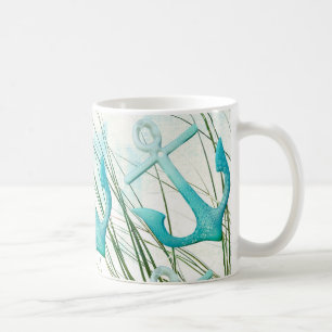 Mug Thème côtier d'Ancres de plage de bord de la mer