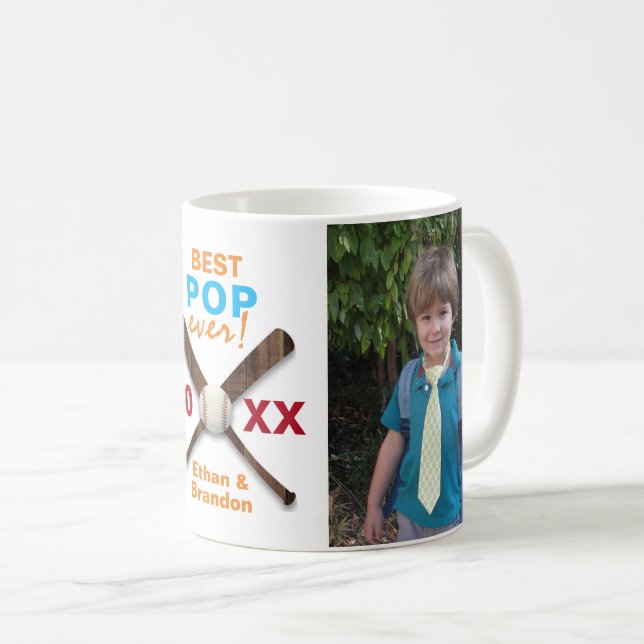 Mug Thème de baseball meilleure pop jamais photo perso (Devant droit)