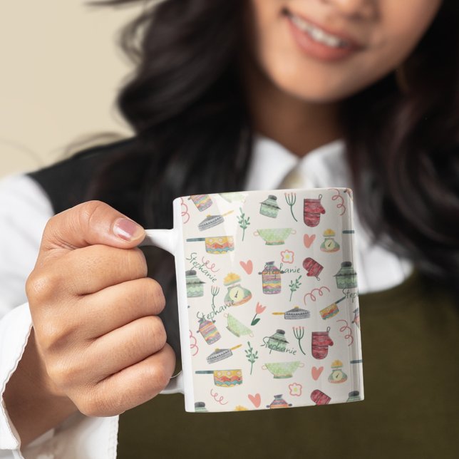 Mug Thème de cuisine coloré rétro personnalisé (Créateur téléchargé)