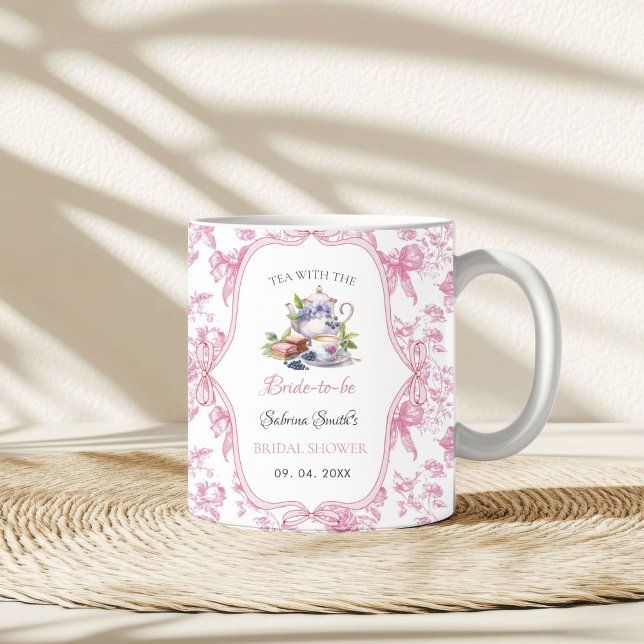 Mug Thème de fête de mariage Pink Wildflower Tea Party (Créateur téléchargé)