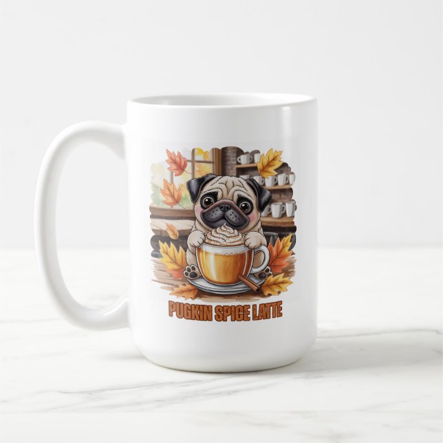 Mug Thème de latte aux épices de Pugkin Mignon Drôle A (Gauche)