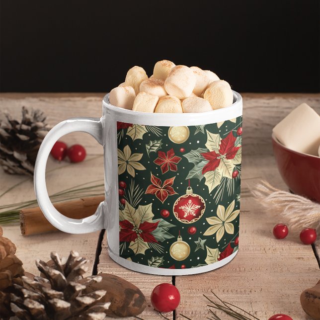 Mug Thème de Noël festif Poinsettia Motif (Créateur téléchargé)