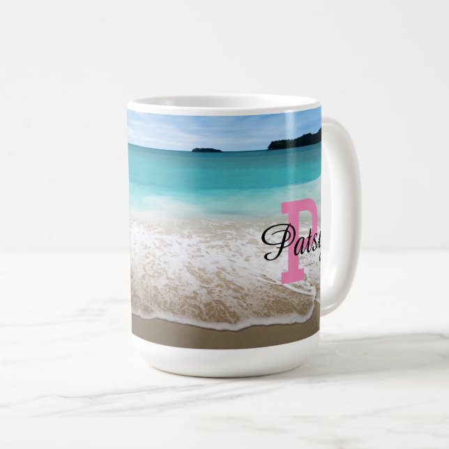 Mug Thème de plage personnalisé (Devant droit)