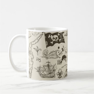 Mug Thème pirate : motif nautique vintage.